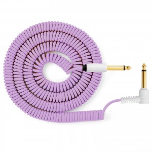 myVolts Candycords audio cable 6.35mm straight mono jack to 6.35mm angled mono jack, curly 100cm to 200cm, Jellybean Purple